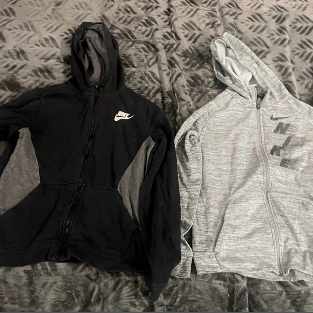 Nike Black and Gray Zip-Up Hoodies